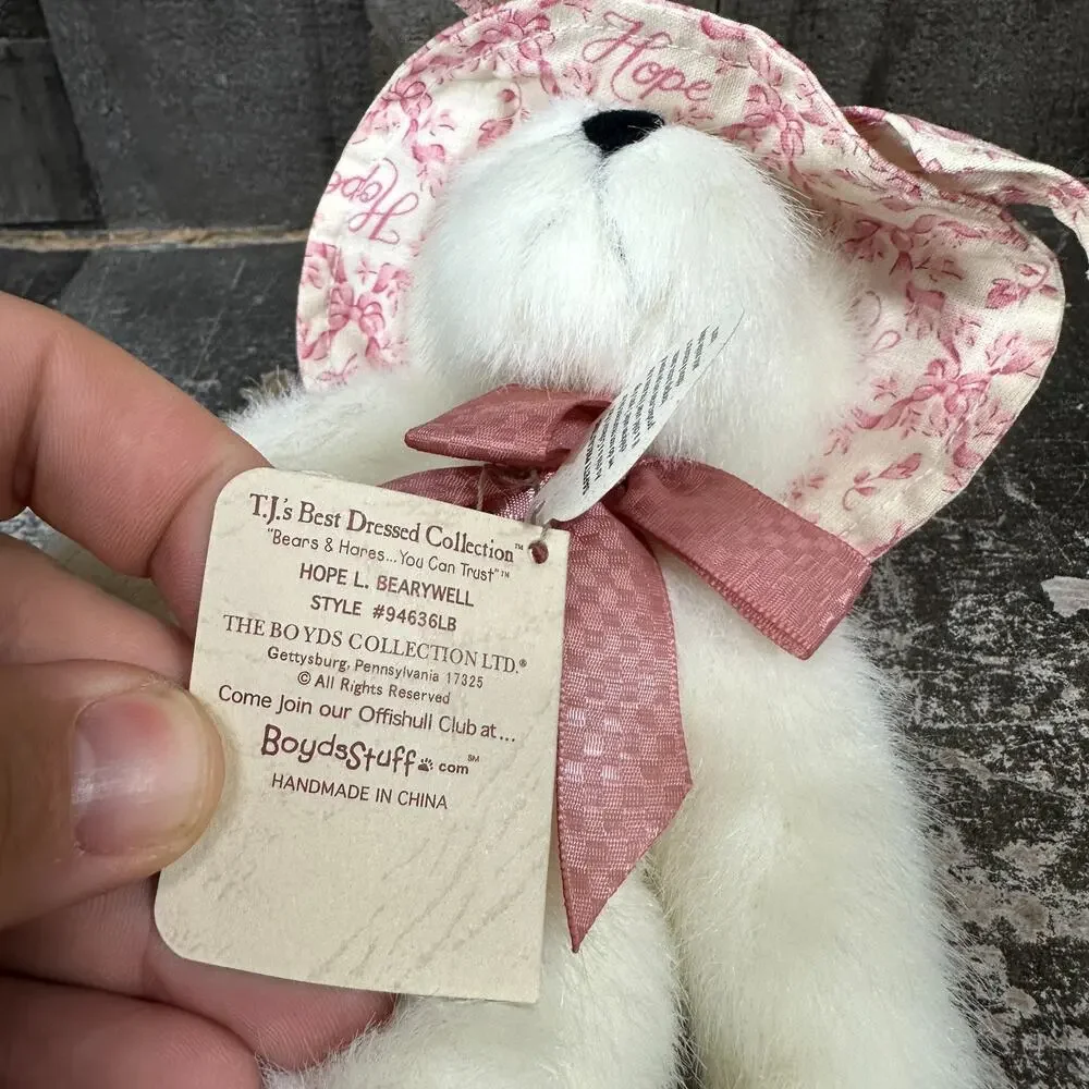 Vtg 2001 Boyds ~ Hope Bearywell 8”‎ ~ Longaberger Excl. Breast Cancer #94636LB